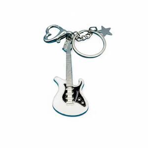 White & Black Guitar Keychain